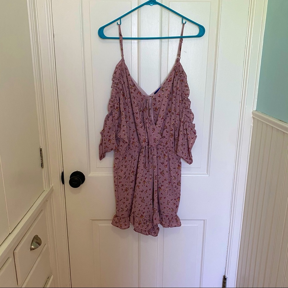 Blue Rain Cold Shoulder Romper | L